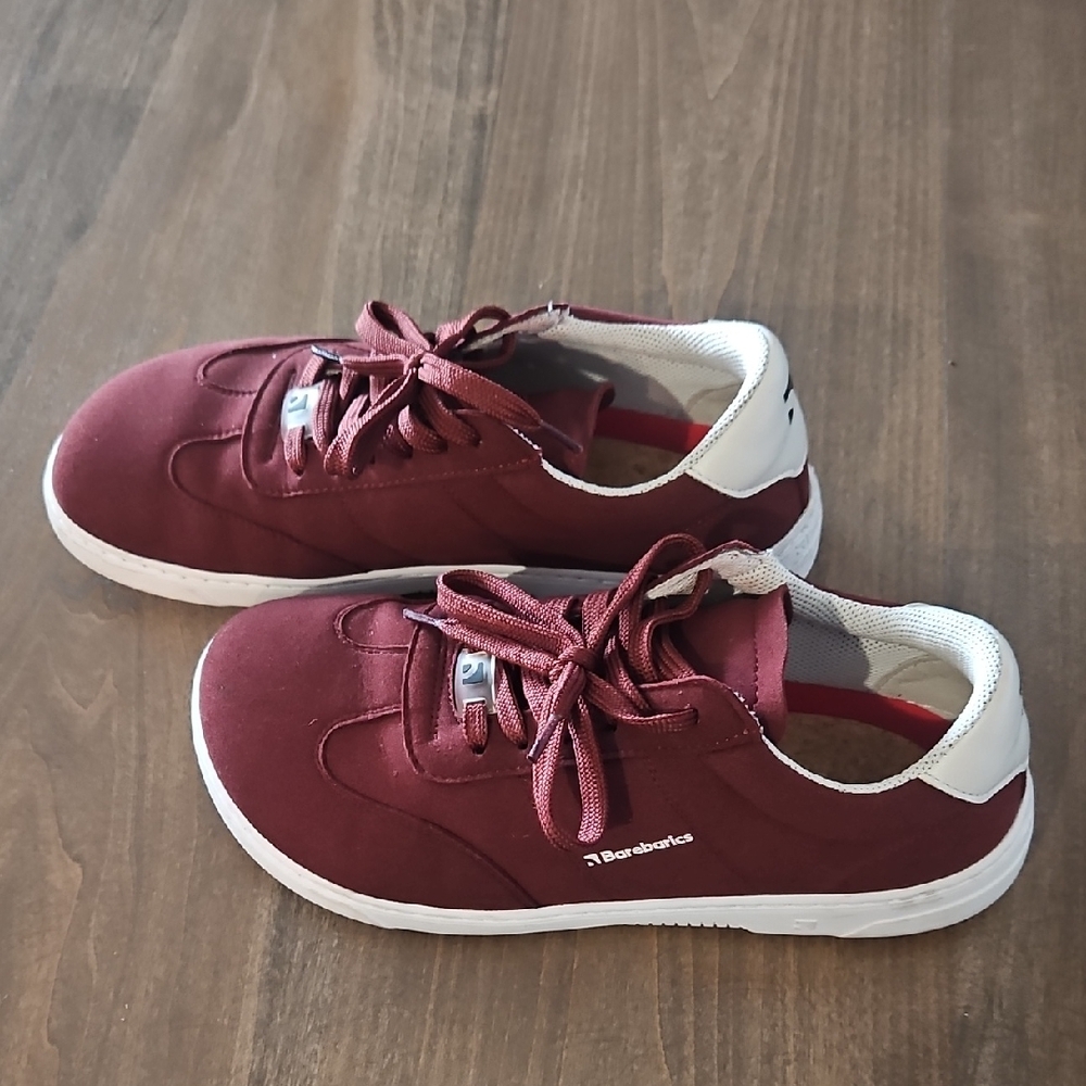 Burgundy Sneakers with White Accents